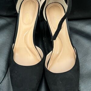 Black Closed Toe Suede Heels